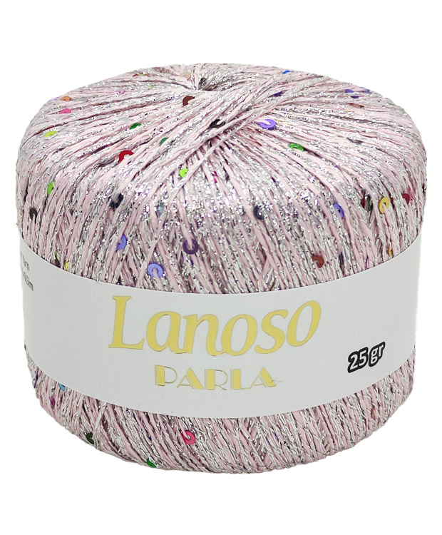 Lanoso Parla Pullu & Simli El Örgü ipi 25g - Pembe
