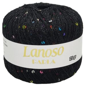 Lanoso Parla Pullu & Simli El Örgü ipi  25g - Siyah