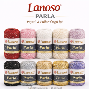 Lanoso Parla Pullu & Simli El Örgü ipi  25g - Pembe