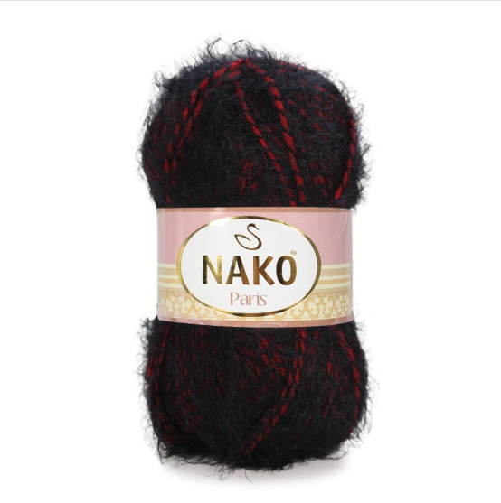 Nako Paris El Örgü İpi - Siyah/Bordo 21306
