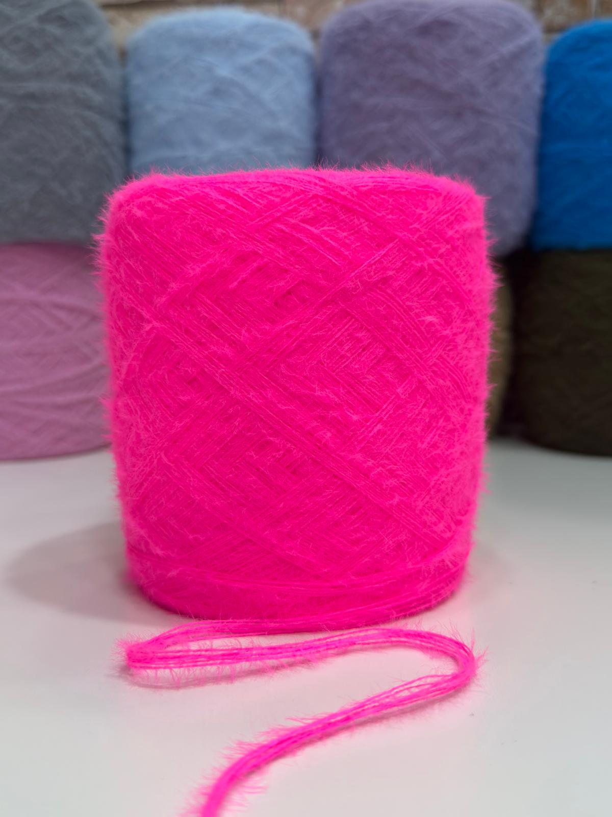 Tavşan Tüyü ip El Örgü ipi 200g Neon Pembe