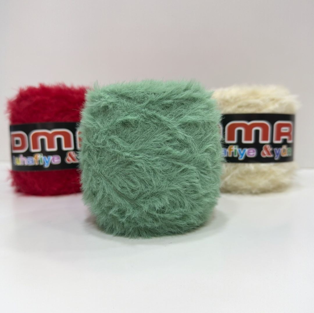 Tavşan Tüyü ip El Örgü ipi 200g Yeşil - Görsel 2