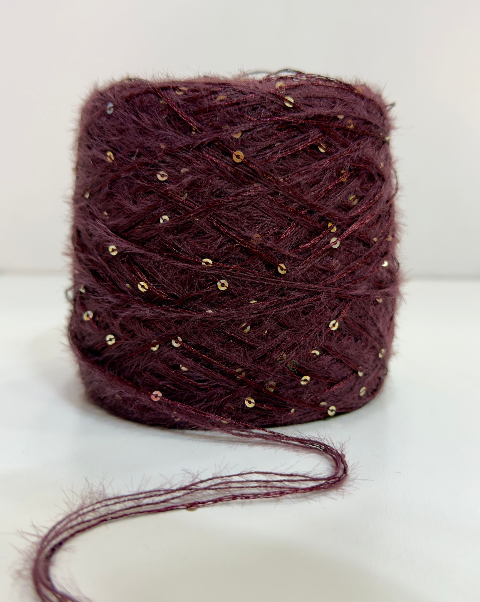 Tavşan Tüyü Pullu ip El Örgü ipi 200g Bordo - Görsel 3